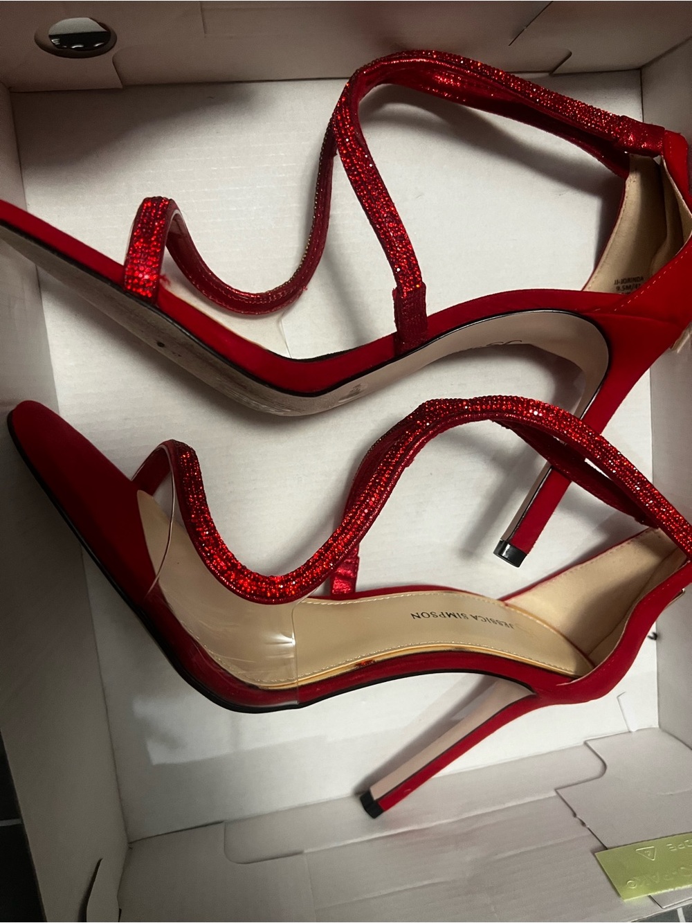 Jessica Simpson Red Glitter Strappy Stiletto Heels